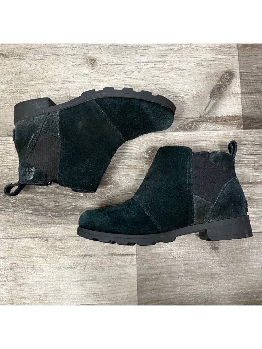 Sorel Emelie Waterproof Chelsea Boot Low Heel Black Shimmer Women’s Size 4